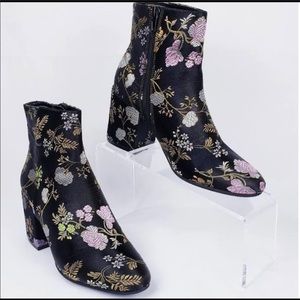 Floral ankle booties